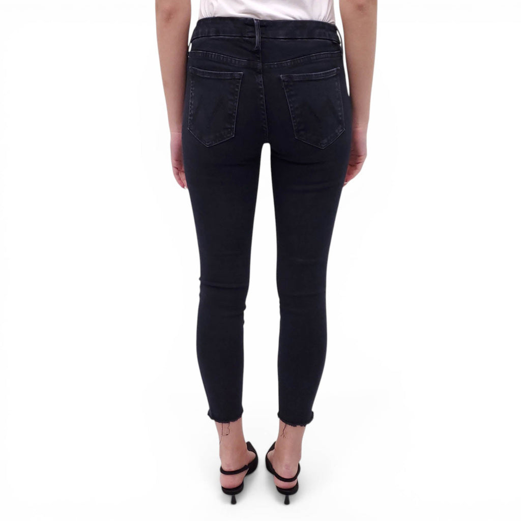 MOTHER BLACK 'LOOKER ANKLE FRAY' JEANS - SIZE 26