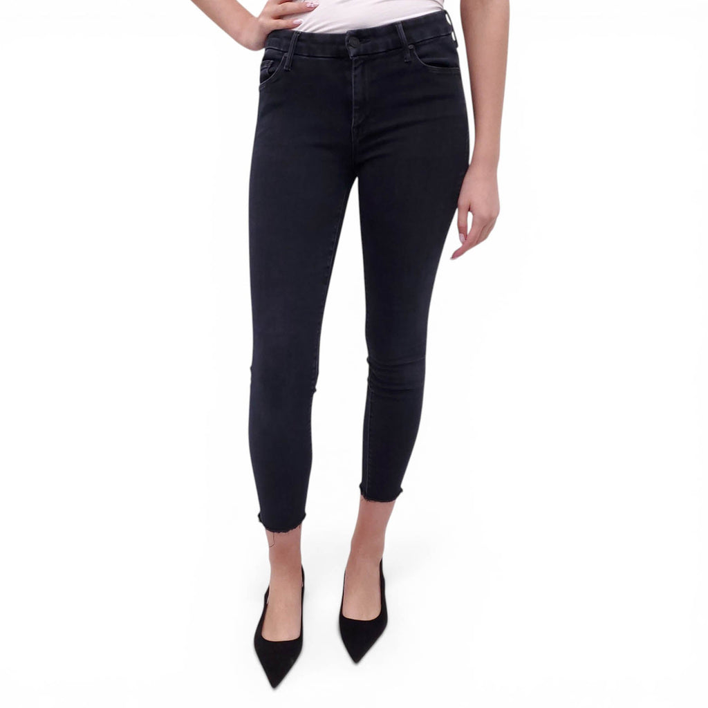 MOTHER BLACK 'LOOKER ANKLE FRAY' JEANS - SIZE 26