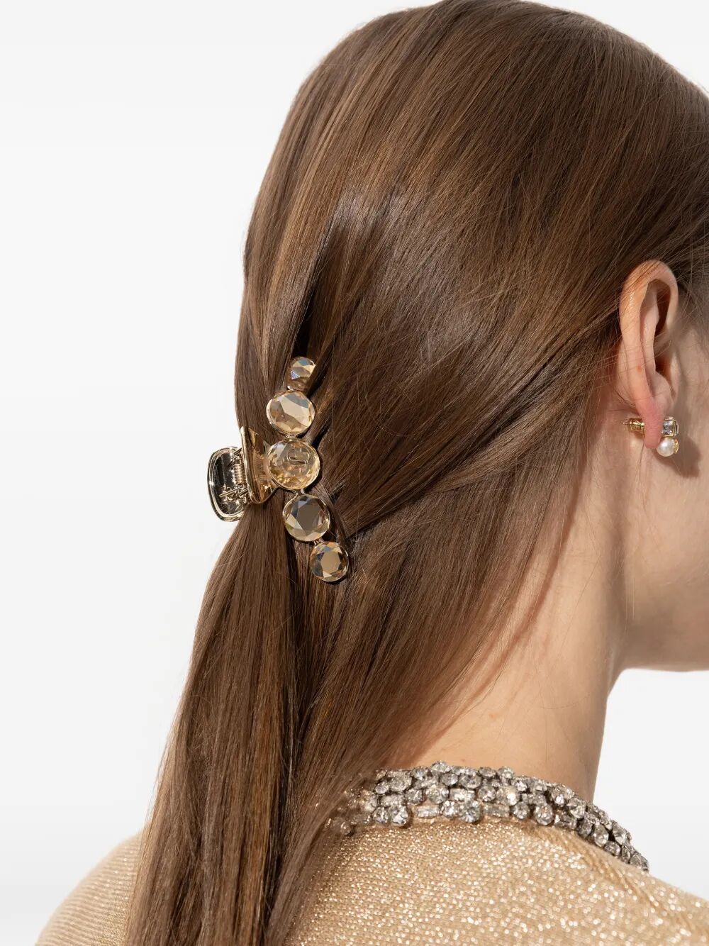 Jimmy Choo Women Gold-Finish Crystal Claw Hair Clip