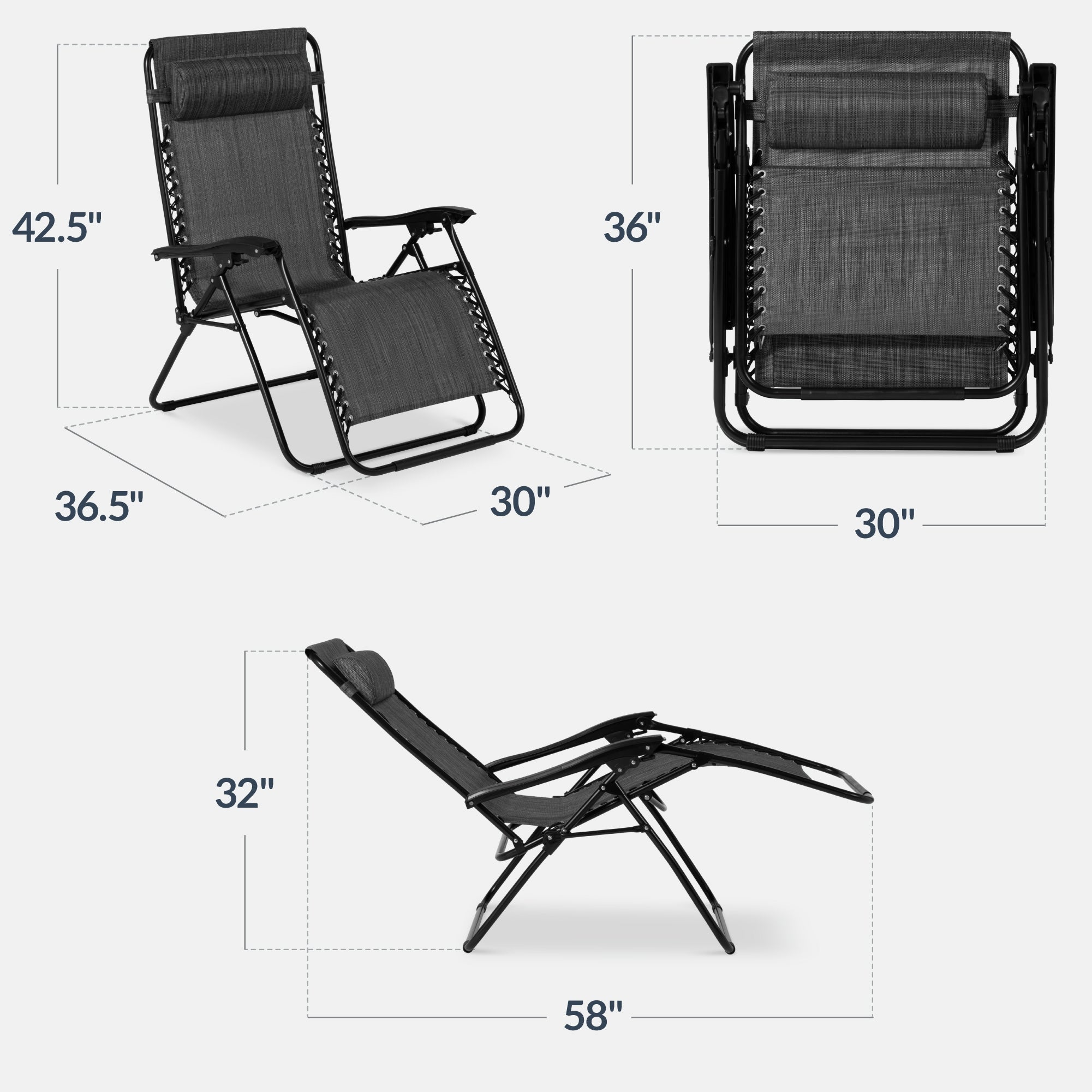 Best Choice Products Set of 2 Extra Wide Zero Gravity Lounge Chair Recliners w/ Cup Holder