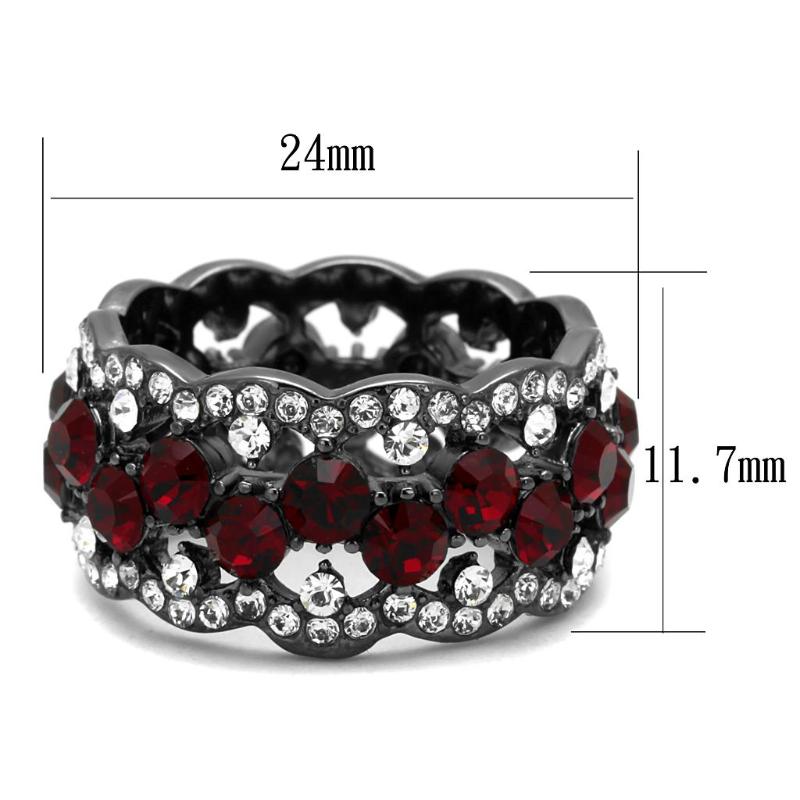 IP Light Black Stainless Steel Ring with Top Grade Crystal in Siam
