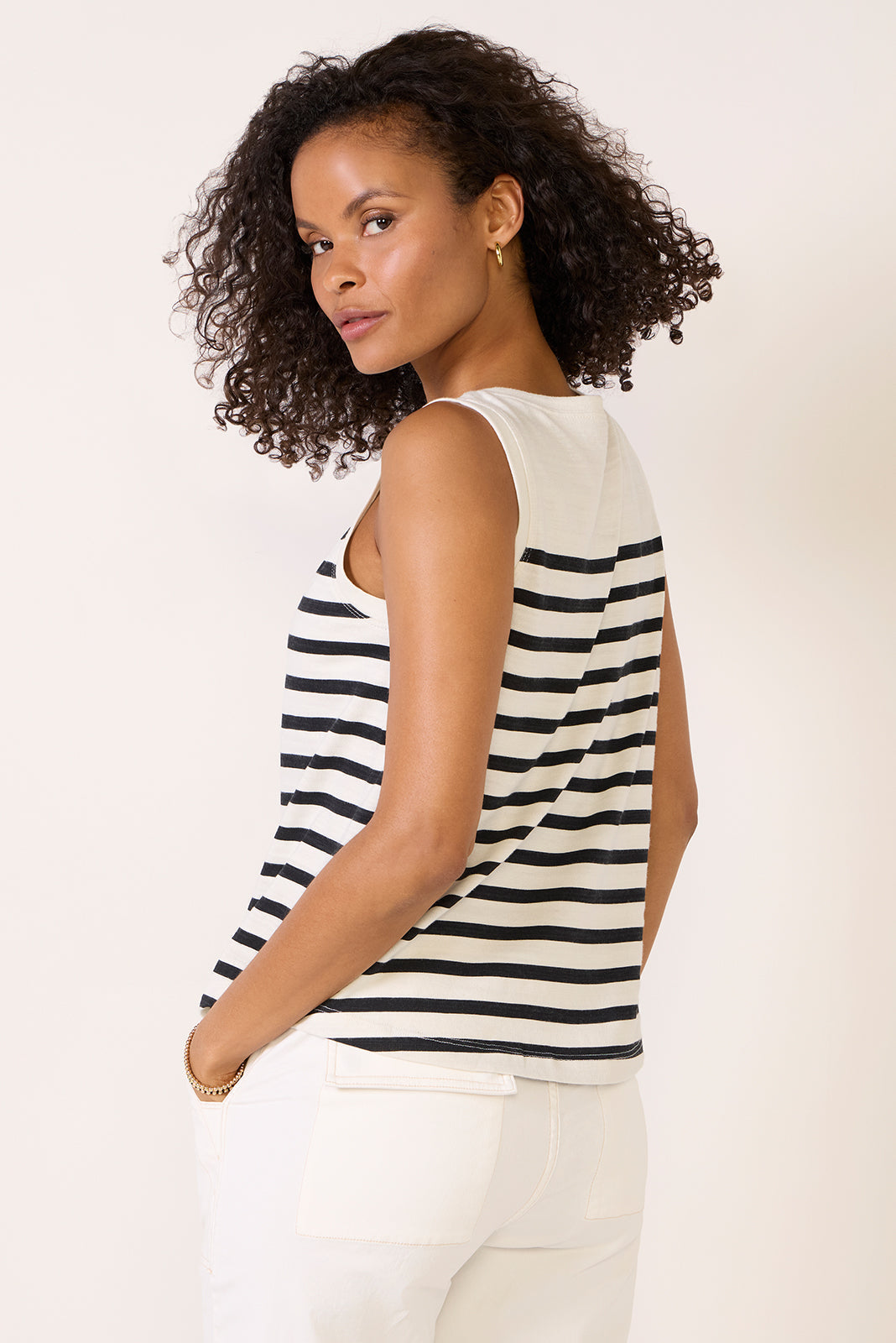 Women's Esme Striped Henley Tank Top