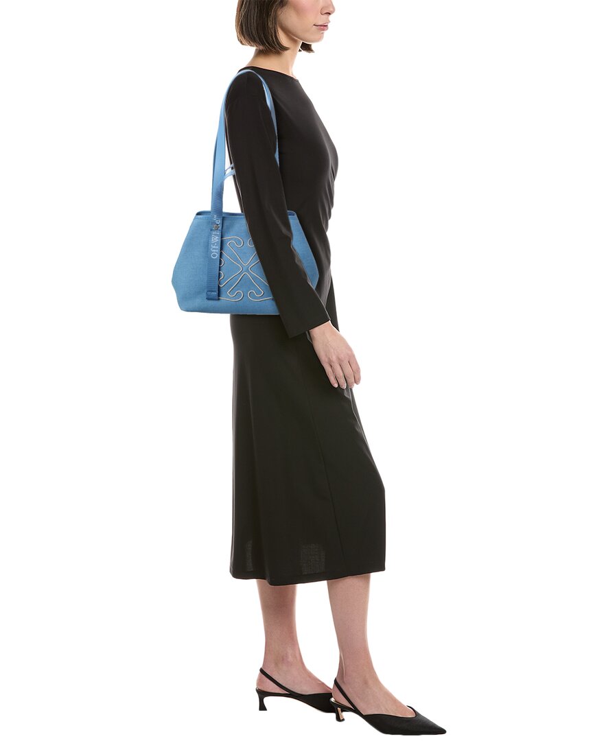 Off-White East West Small Denim & Leather Tote