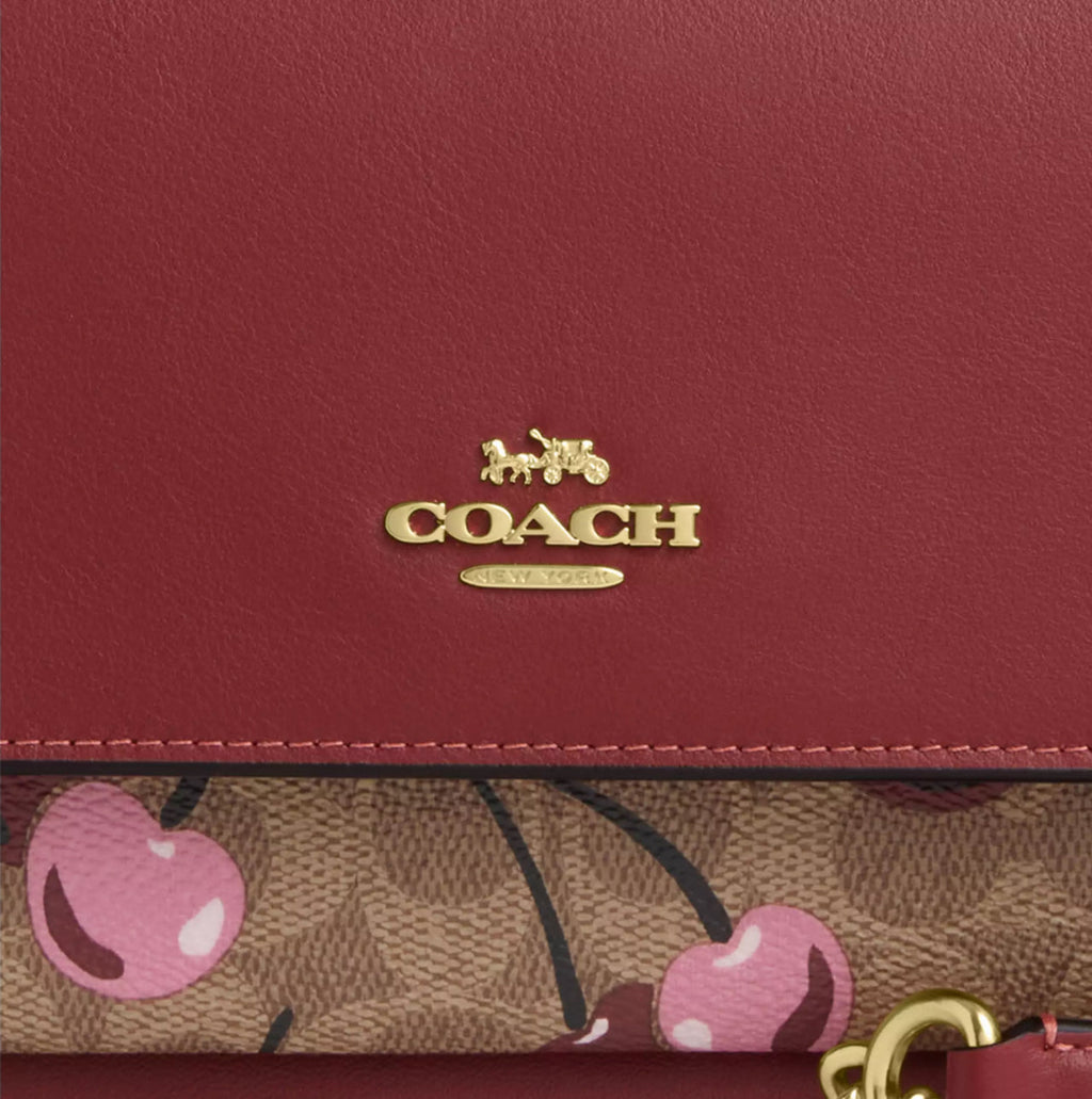 NWT Coach Klare Medium Crossbody in Signature Canvas with Cherry Print