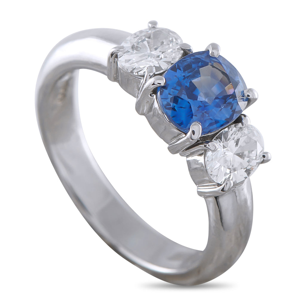 LB Exclusive Platinum 0.63ct Diamond and Sapphire Ring MF04-041326