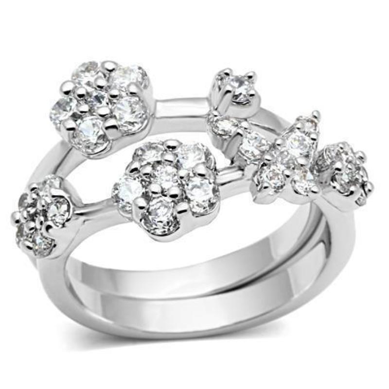 Rhodium Brass Ring with AAA Grade CZ in Clear