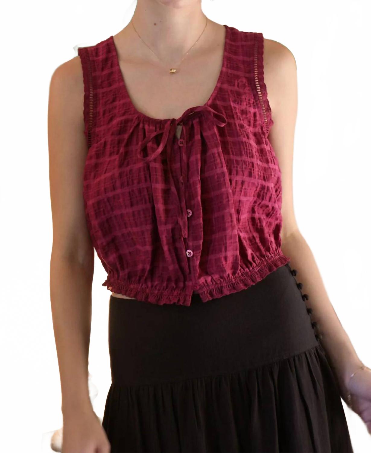 Clara Textured Eyelet Top In Berry