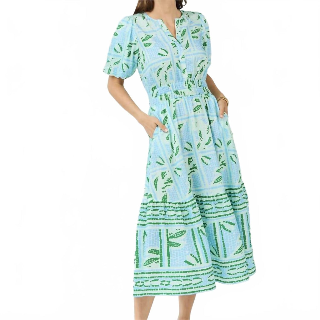 Tracey Trellis Tiles Dress In Green