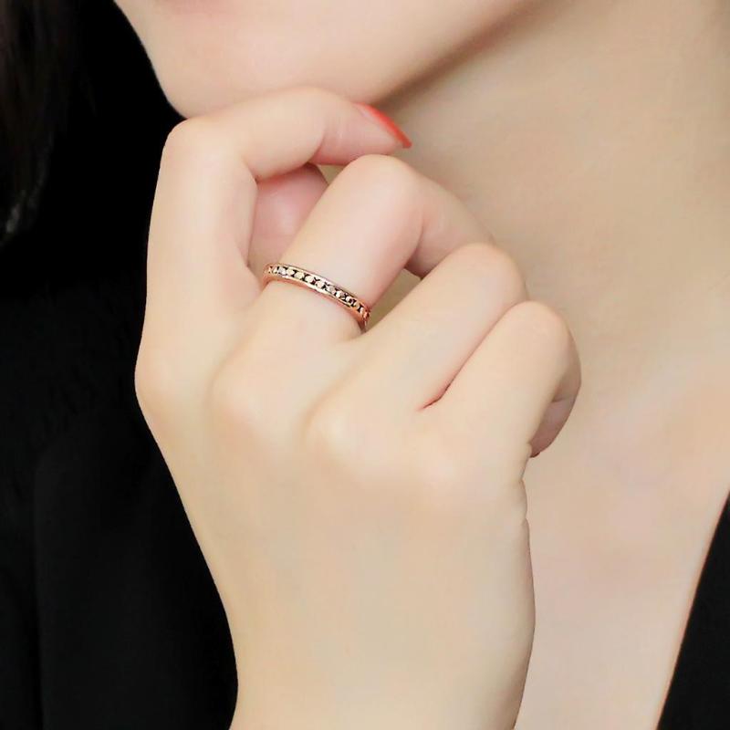 IP Rose Gold(Ion Plating) Brass Ring with AAA Grade CZ in Metallic Light Gold