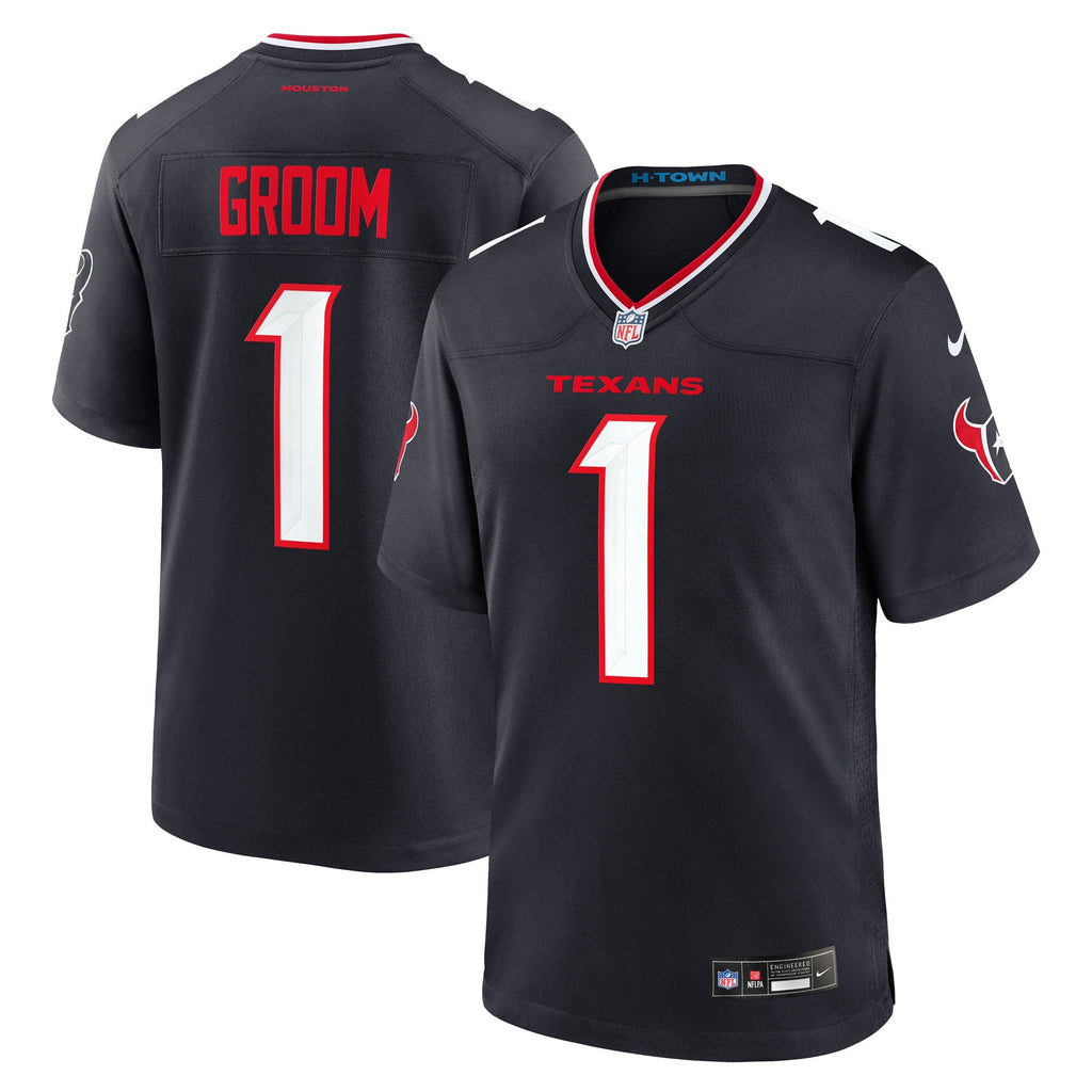 Houston Texans Number 1 Groom Navy Game Jersey