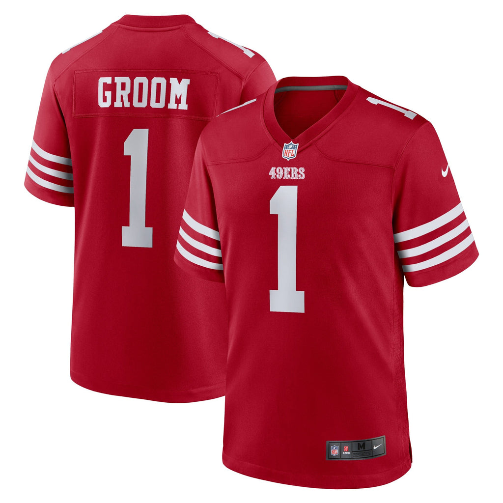 San Francisco 49ers Number 1 Groom Scarlet Game Jersey