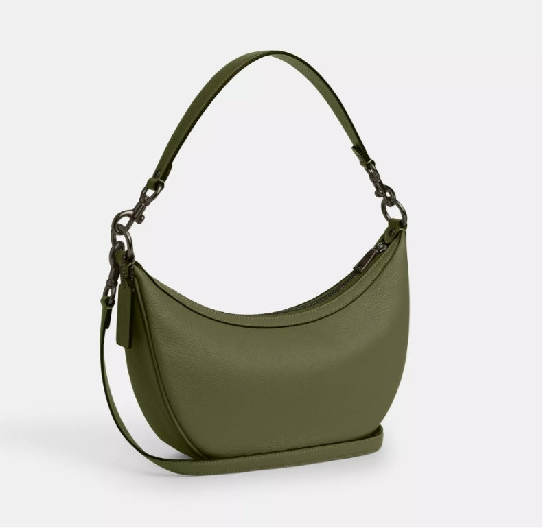 NWT Coach Aria Shoulder Leather Handbag In Military Green