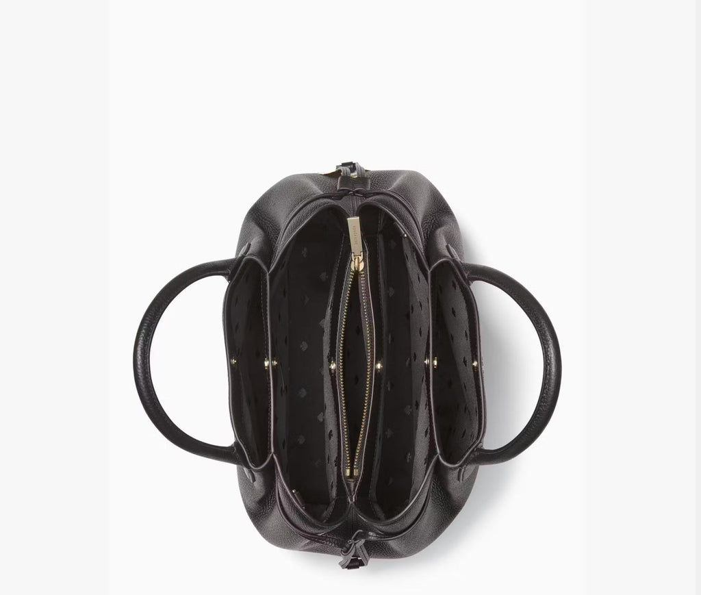 NWT Kate Spade Large Leather Dumpling Satchel In Black