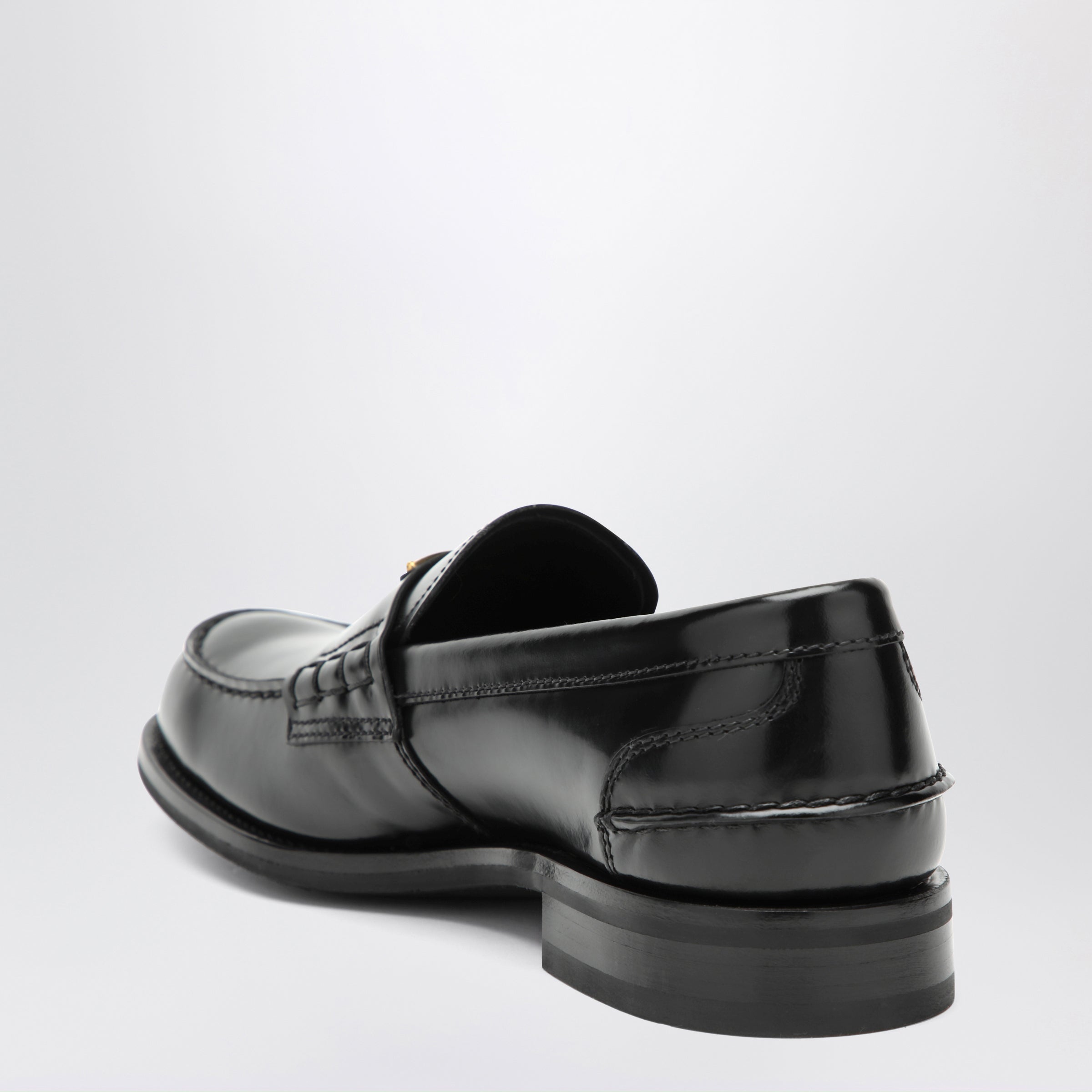 Prada Brushed Leather Moccasins In Black Men