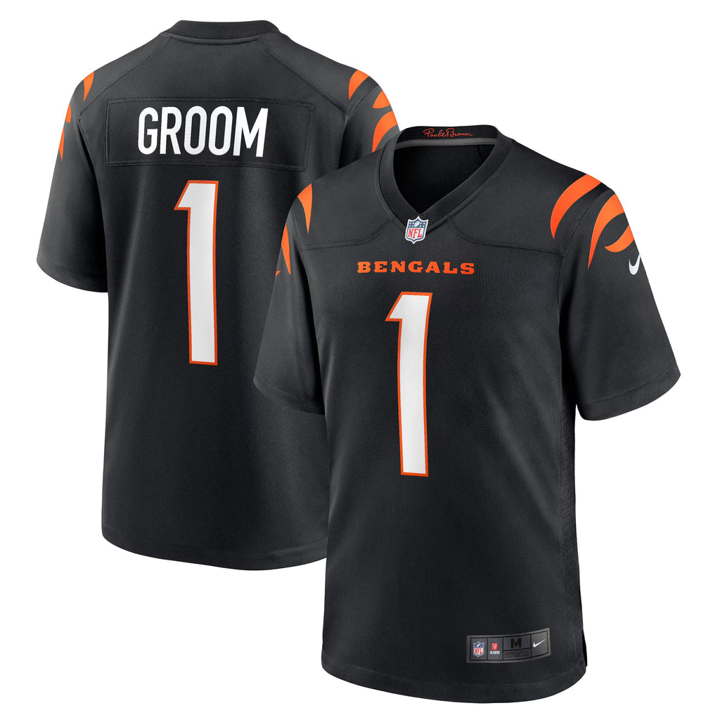 Cincinnati Bengals Number 1 Groom Black Game Jersey