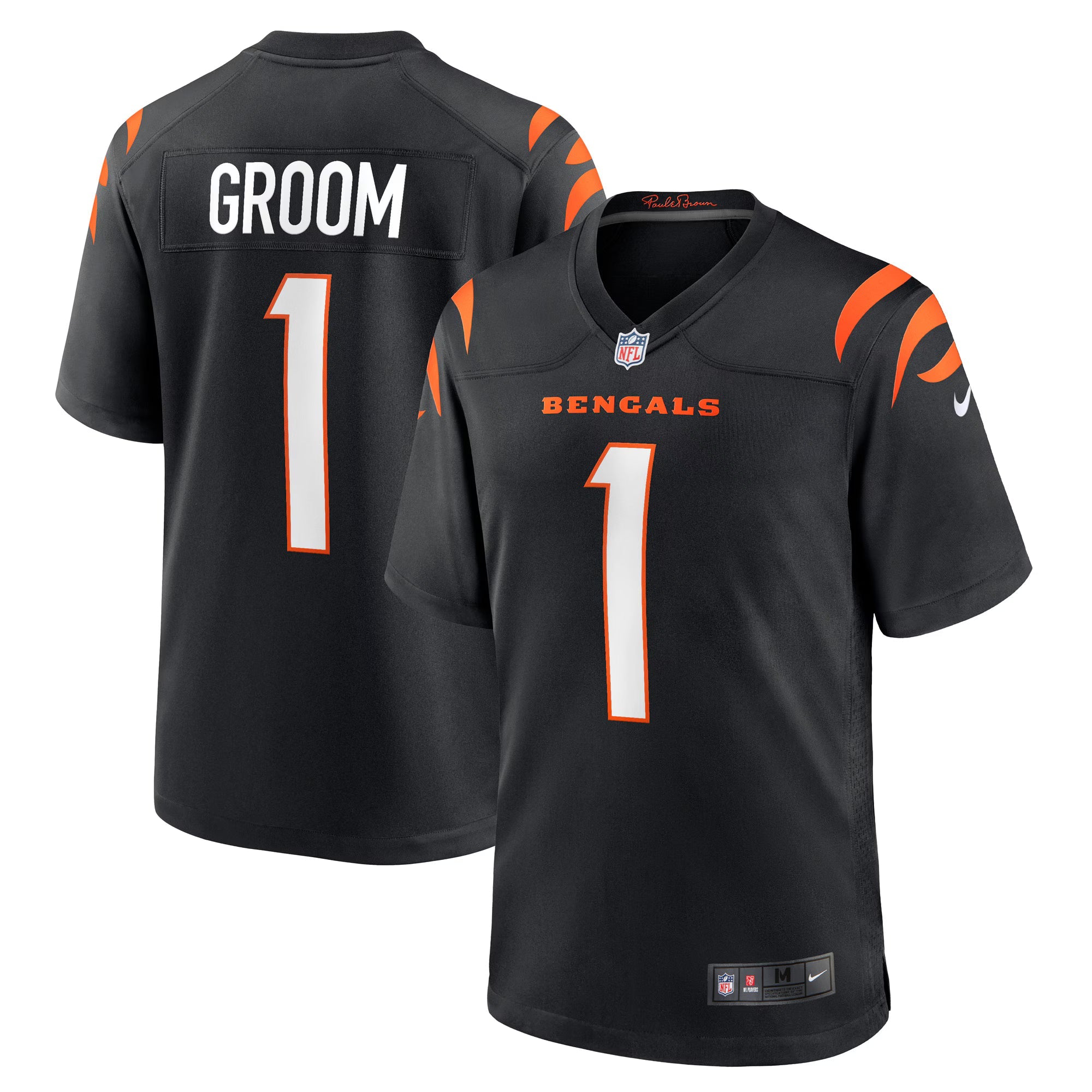 Cincinnati Bengals Number 1 Groom Black Game Jersey