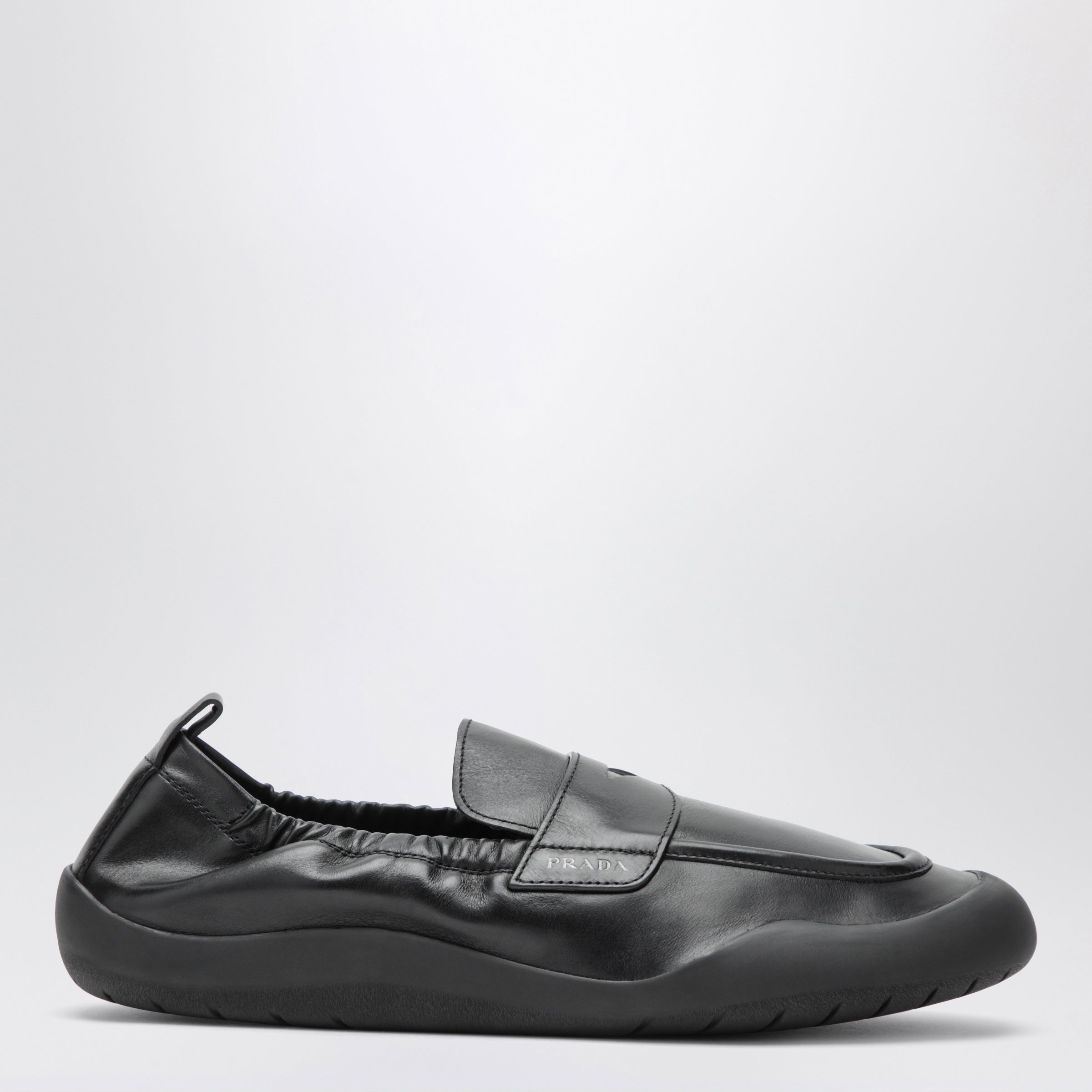 Prada Black Leather Speedrock Loafers Men