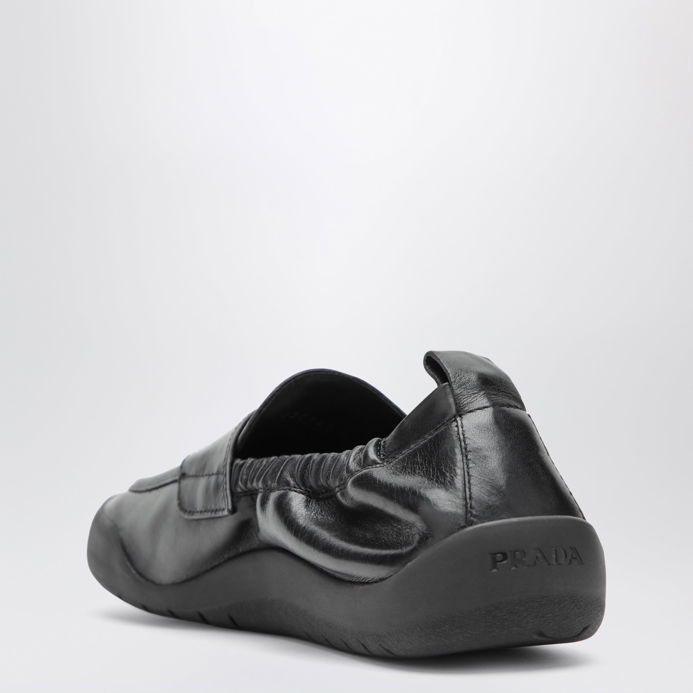 Prada Black Leather Speedrock Loafers Men