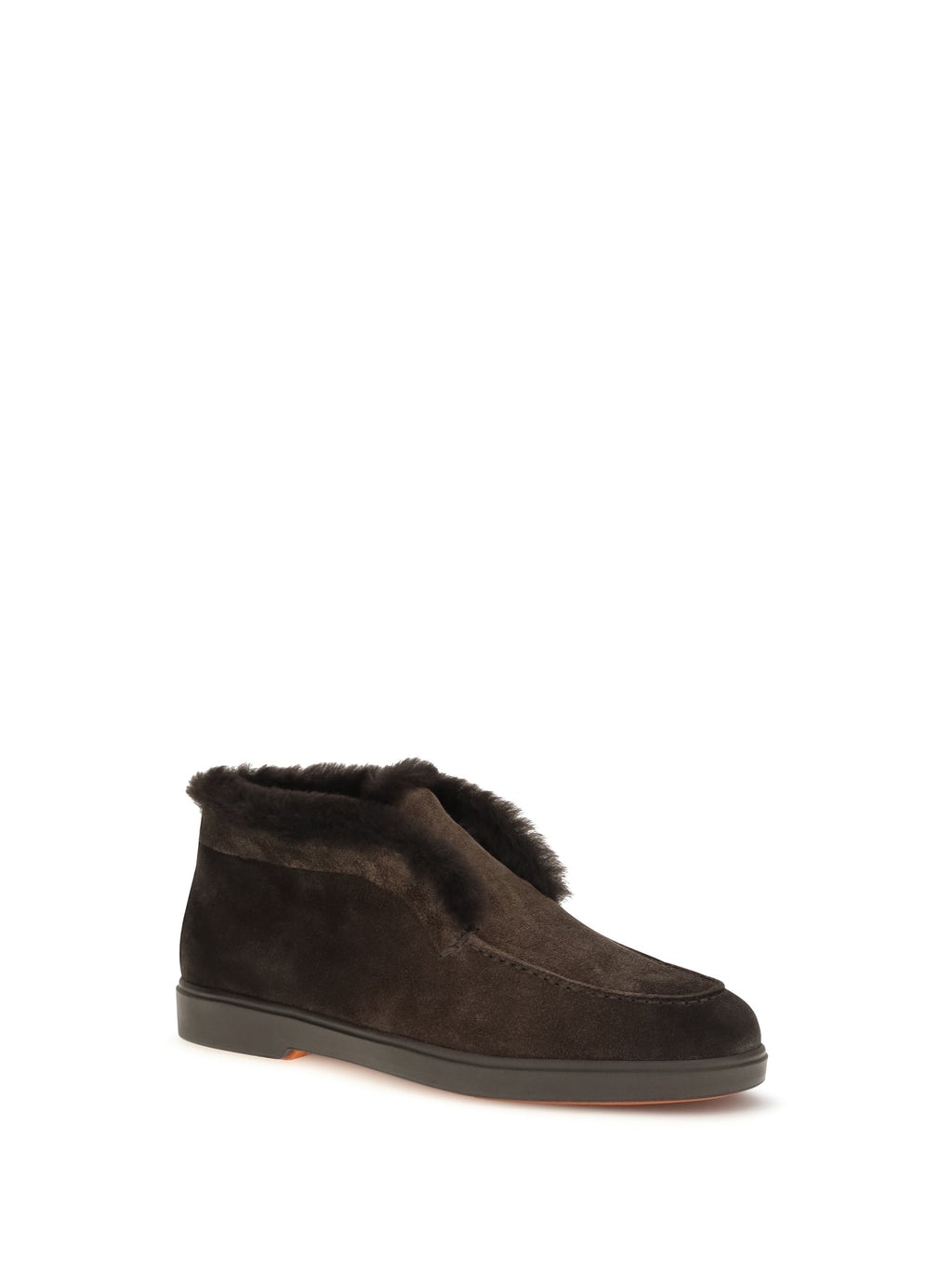 Santoni Women Suede Shearling Ankle Boots