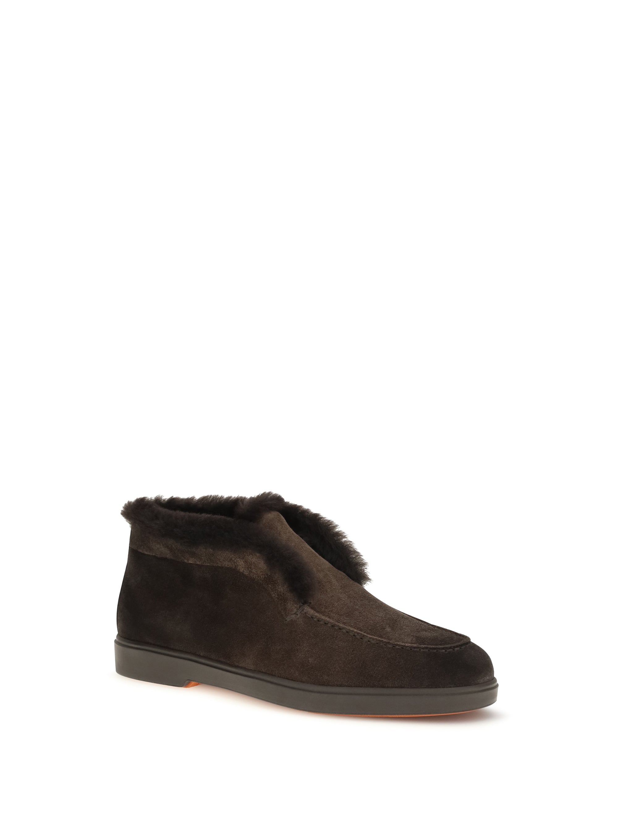 Santoni Women Suede Shearling Ankle Boots