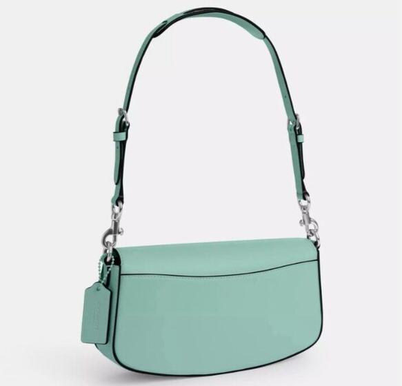 NWT Coach Leather Medium Andrea Shoulder Bag In Faded Blue