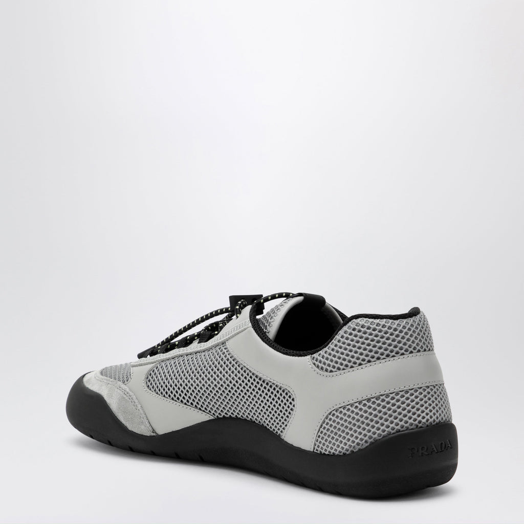 Prada Grey Speedrock Sneakers In Leather And Mesh Fabric Men