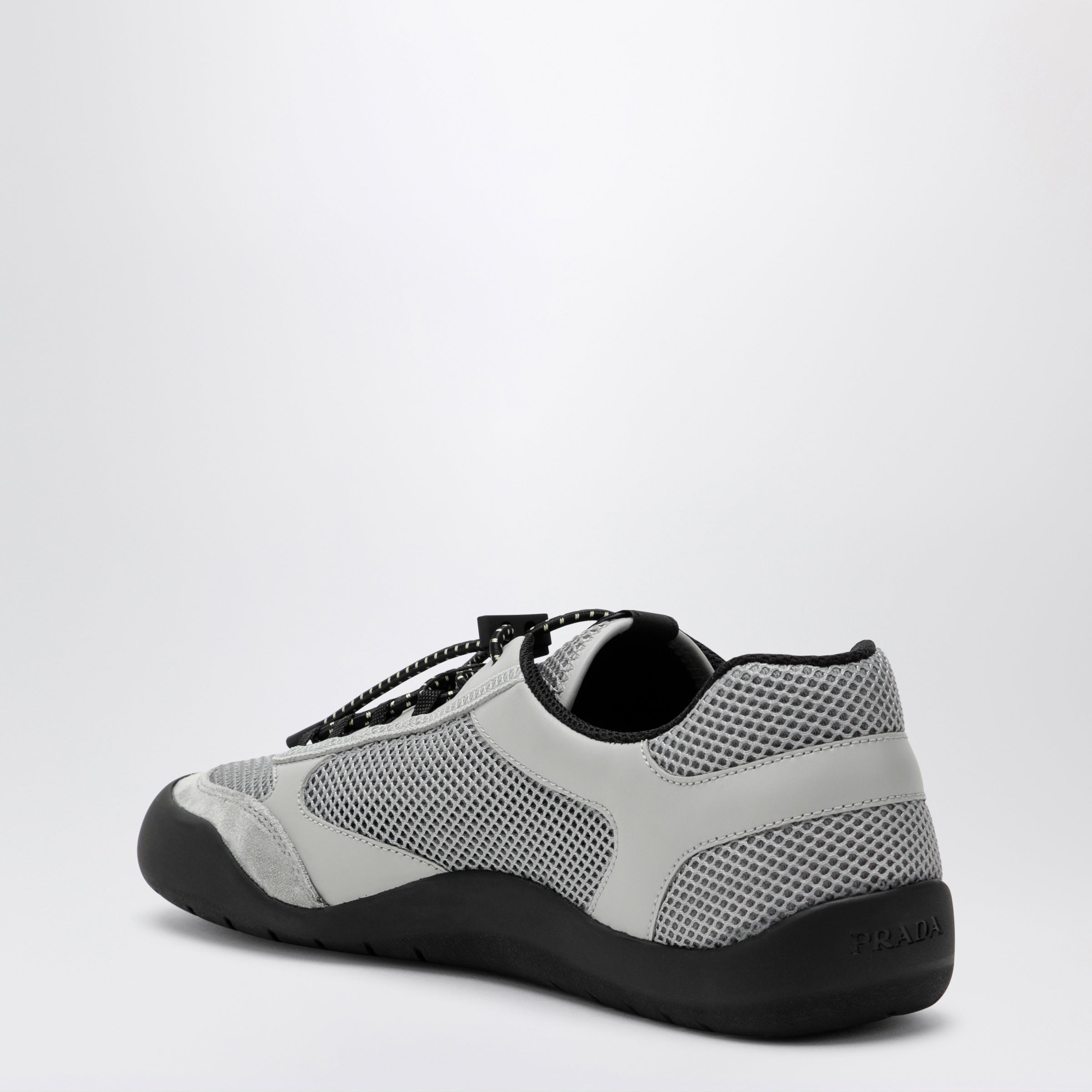 Prada Grey Speedrock Sneakers In Leather And Mesh Fabric Men