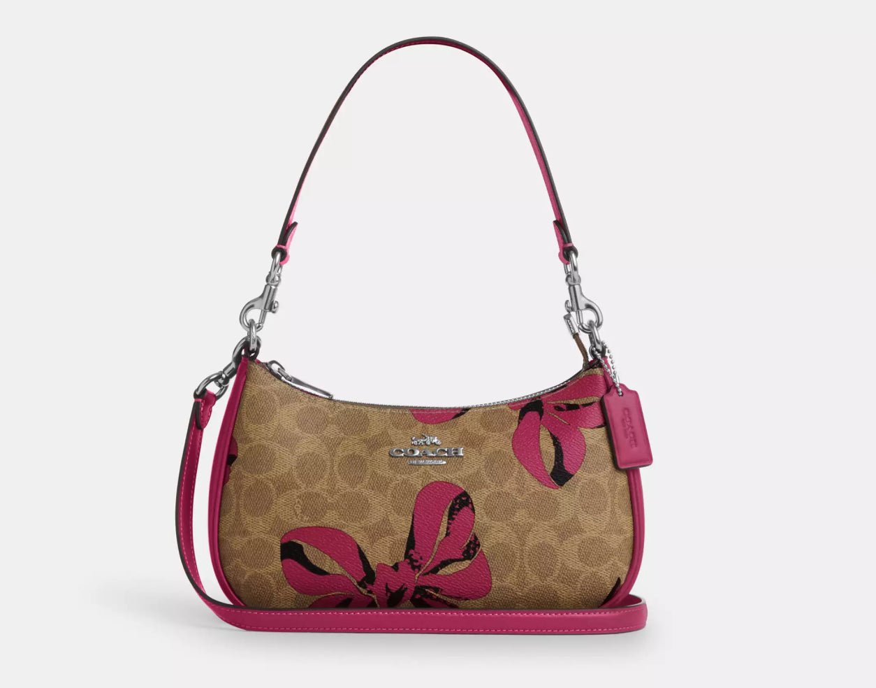 NWT Coach Teri Shoulder/Crossbody Bag In Signature Canvas With Bow Print
