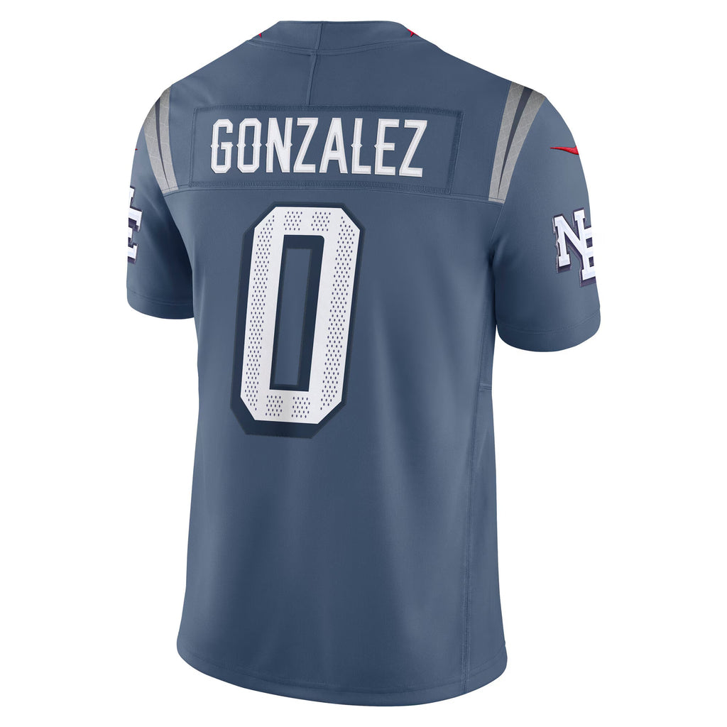 New England Patriots Christian Gonzalez Storm Blue 2025 Rivalries Collection Limited Jersey