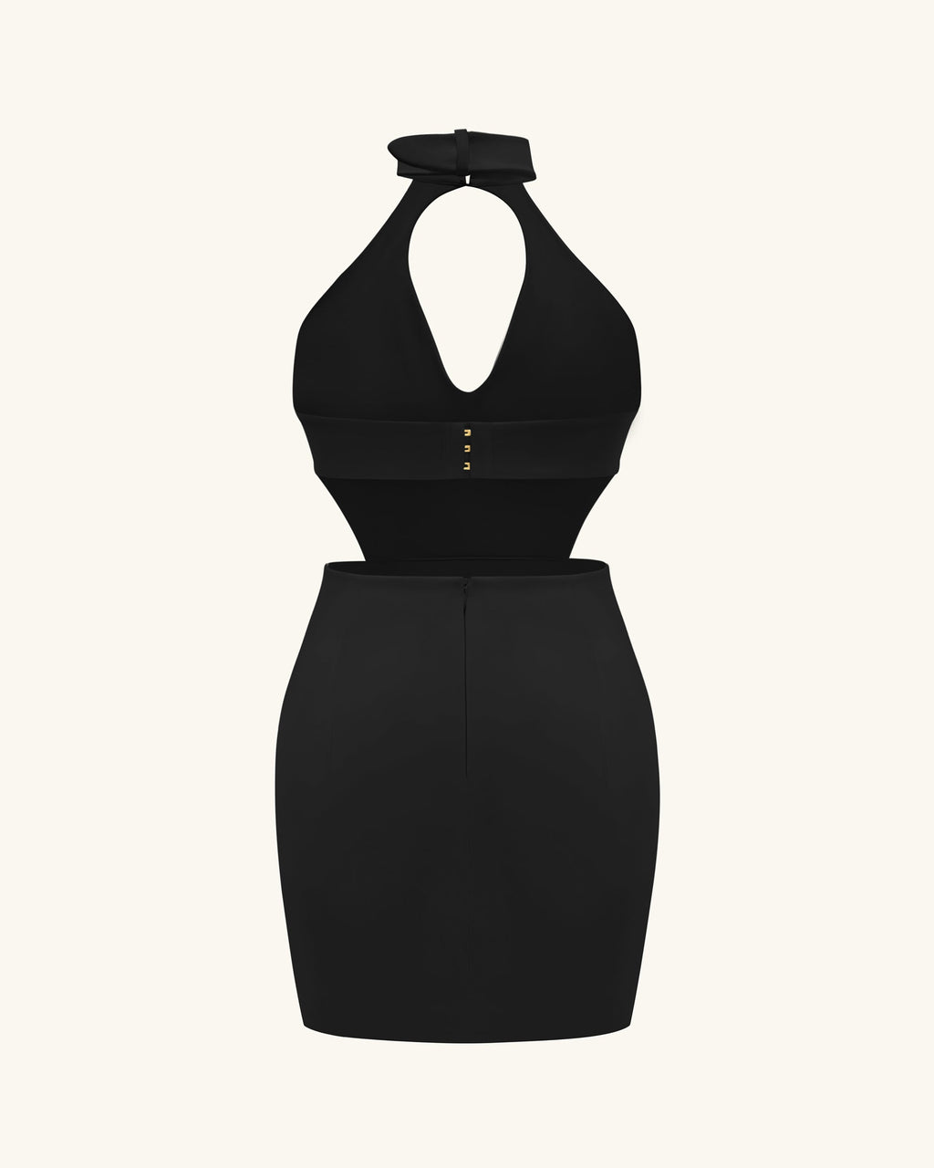 Gabriella Belted Cutout Halter Mini Dress - Black