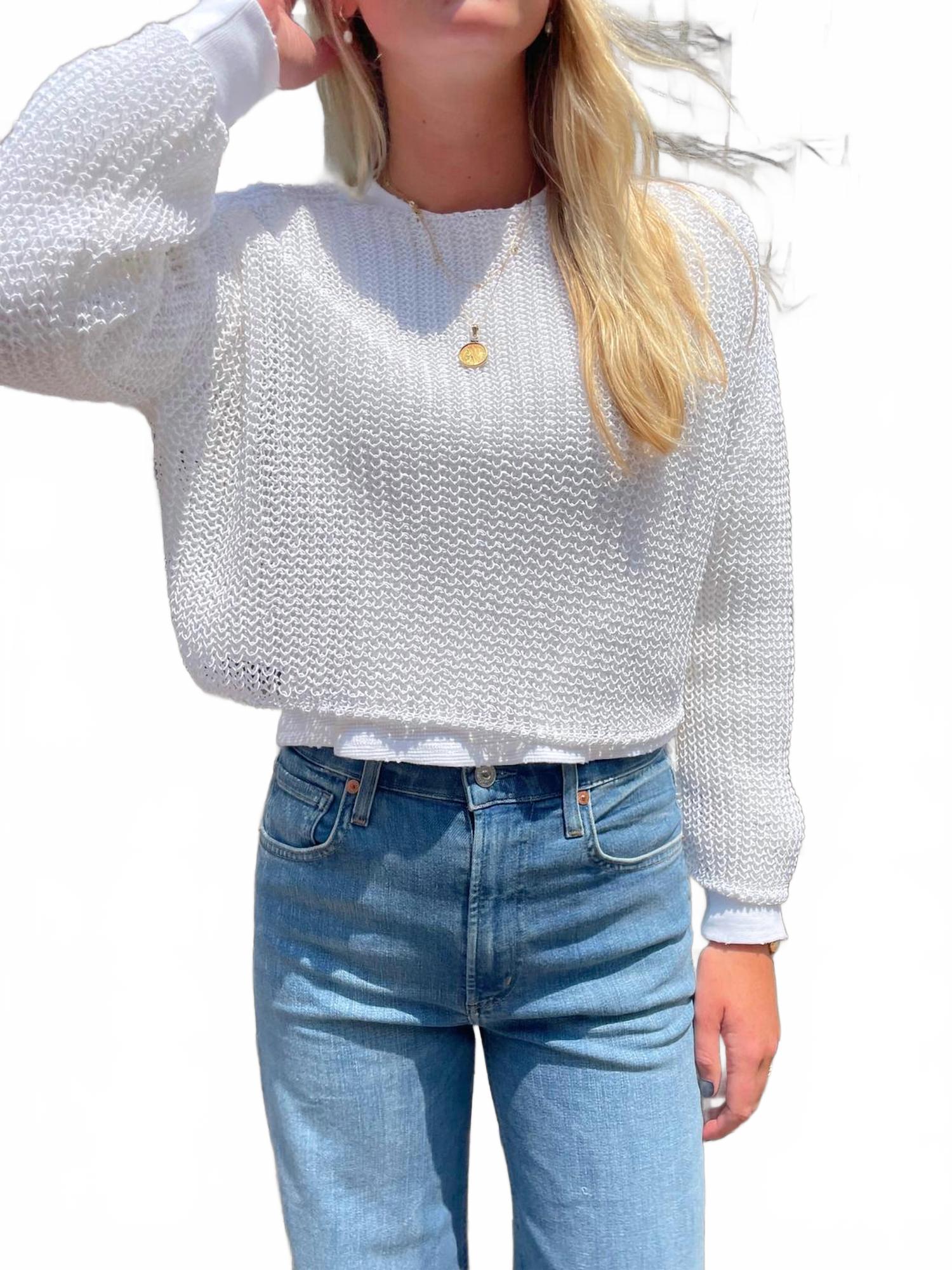 Gummy Organic Cotton Blend Rib Knit Sweater In White