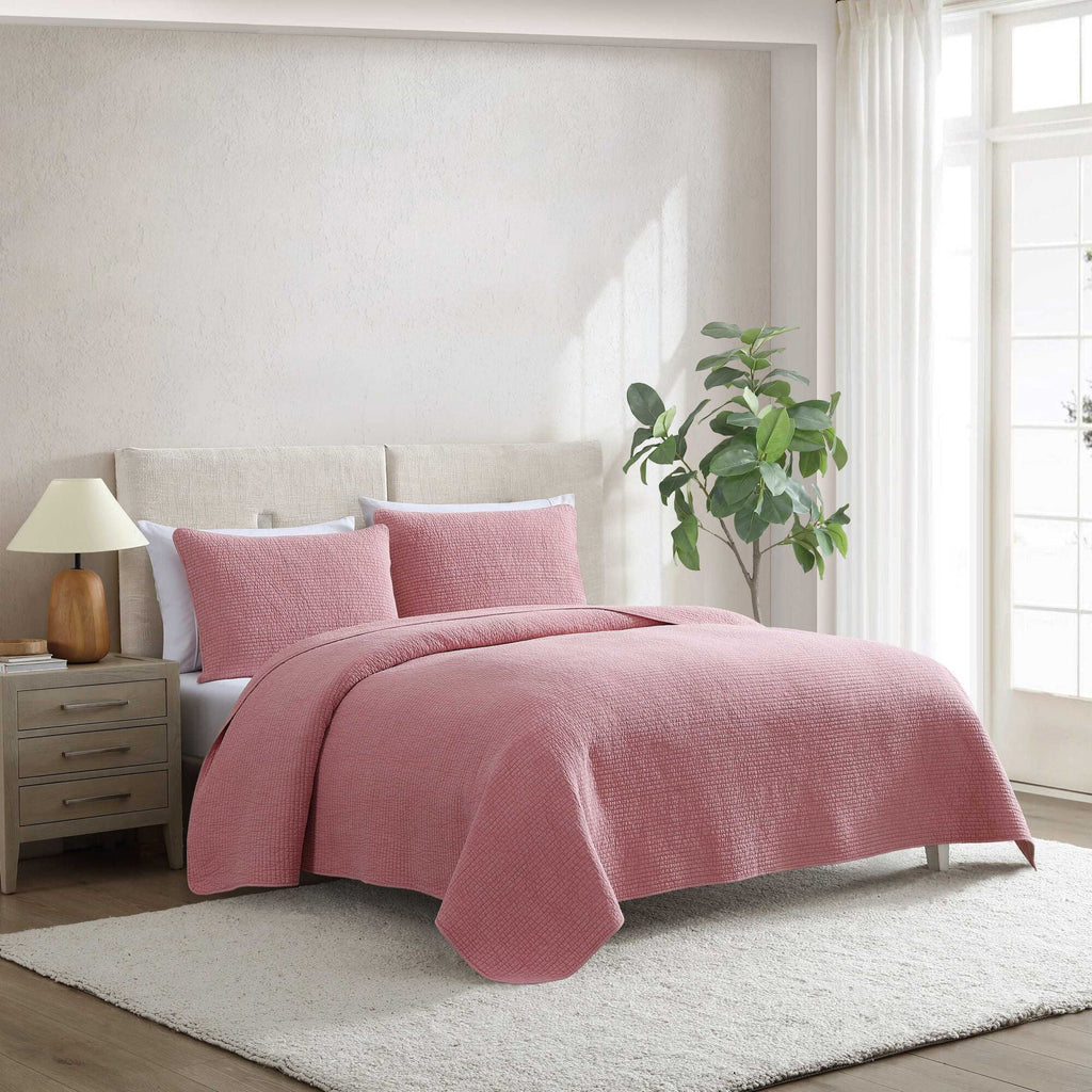 Nautica Seashore Stitch Pink Full/Queen Quilt Set