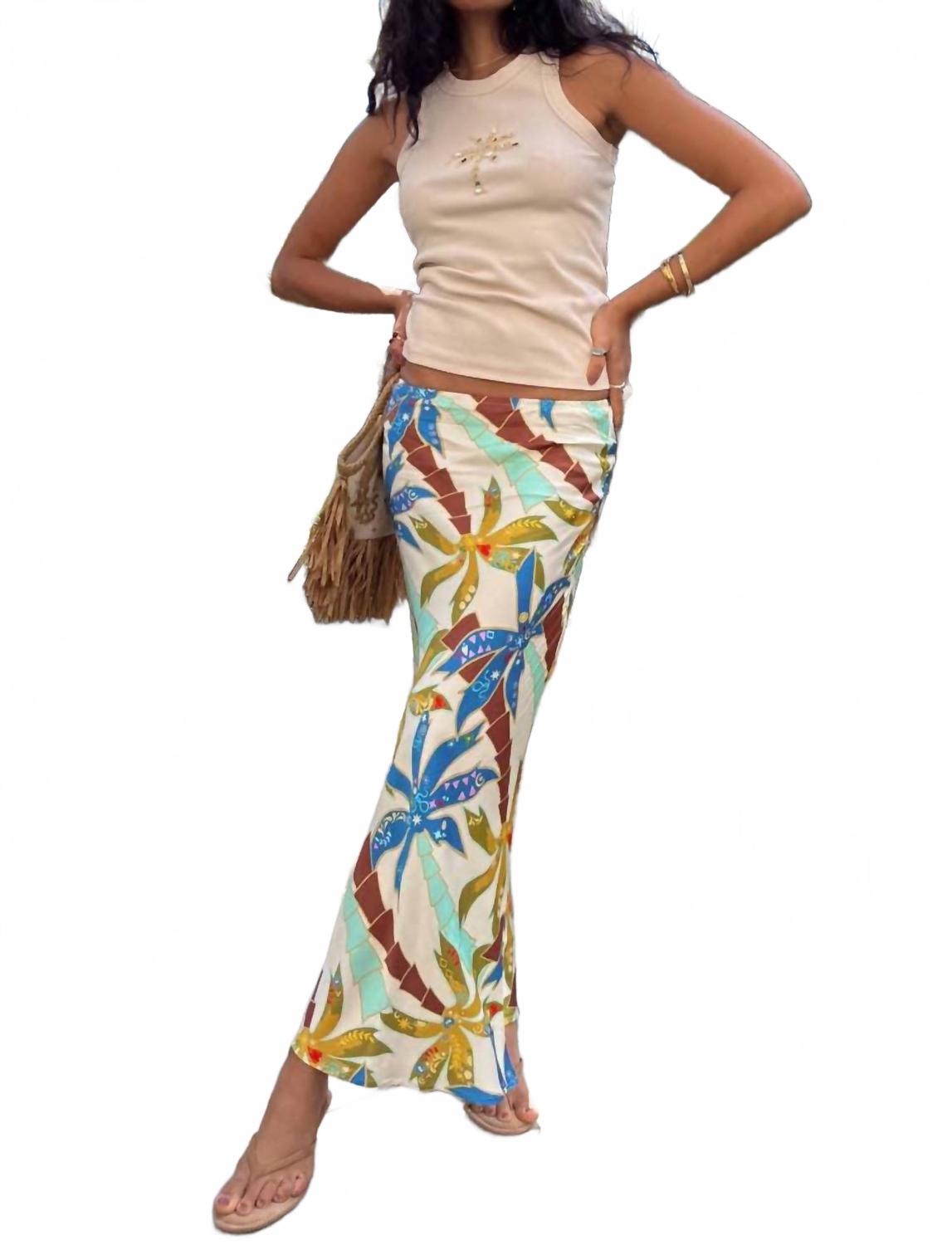 Palm Print Dorris Maxi Skirt In Multi