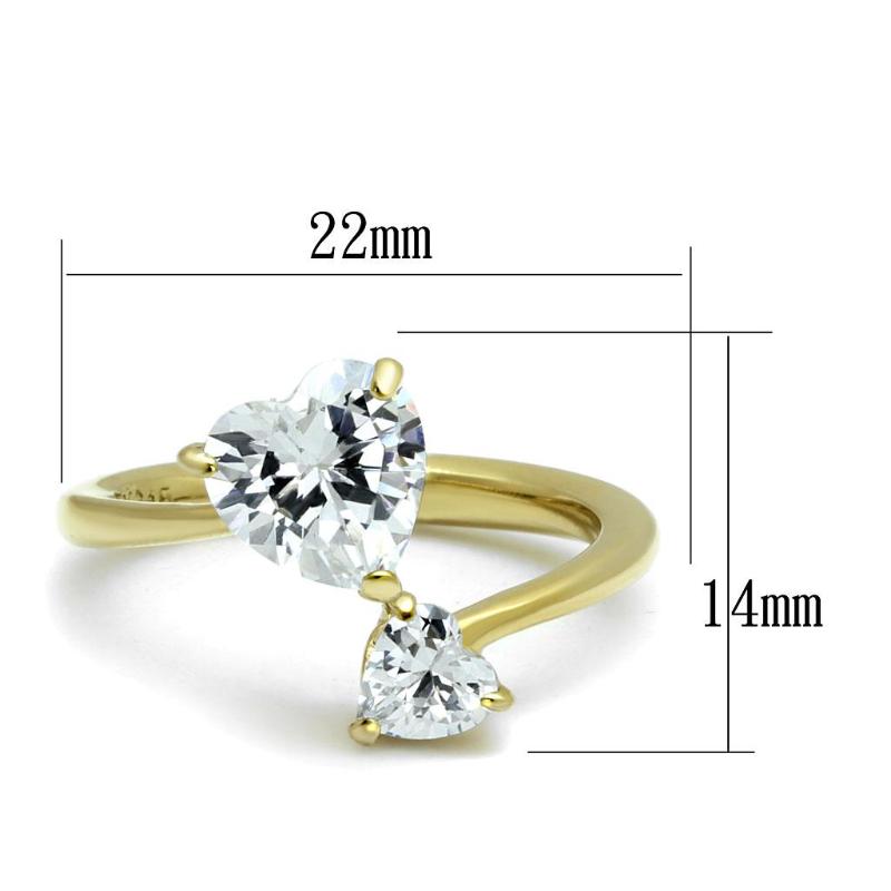 IP Gold(Ion Plating) Stainless Steel Ring with AAA Grade CZ in Clear