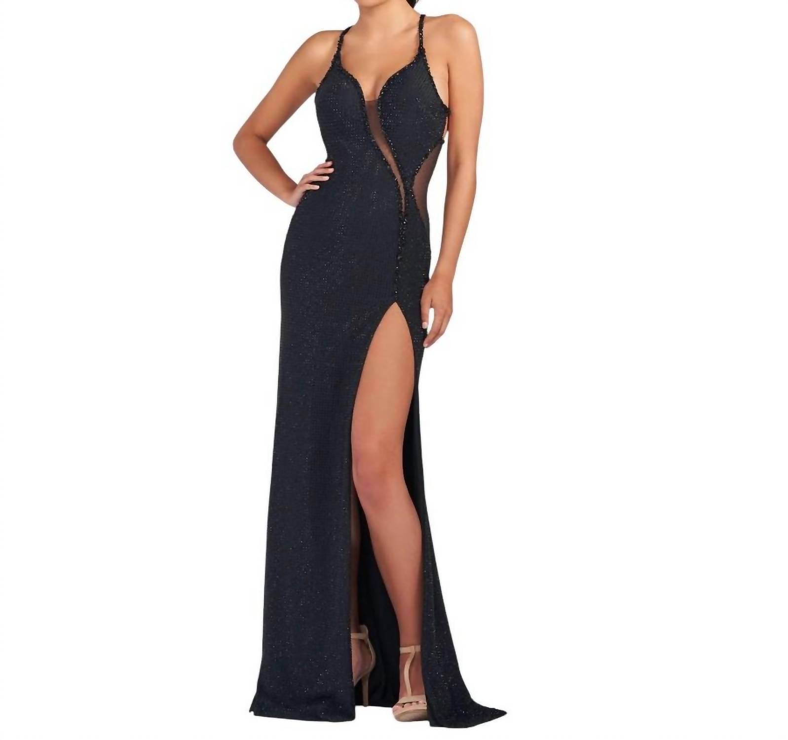 V-Neck Alluring Gown In Black