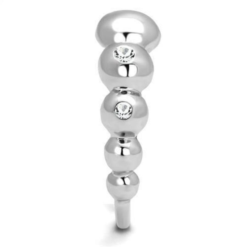 High polished (no plating) Stainless Steel Ring with AAA Grade CZ in Clear