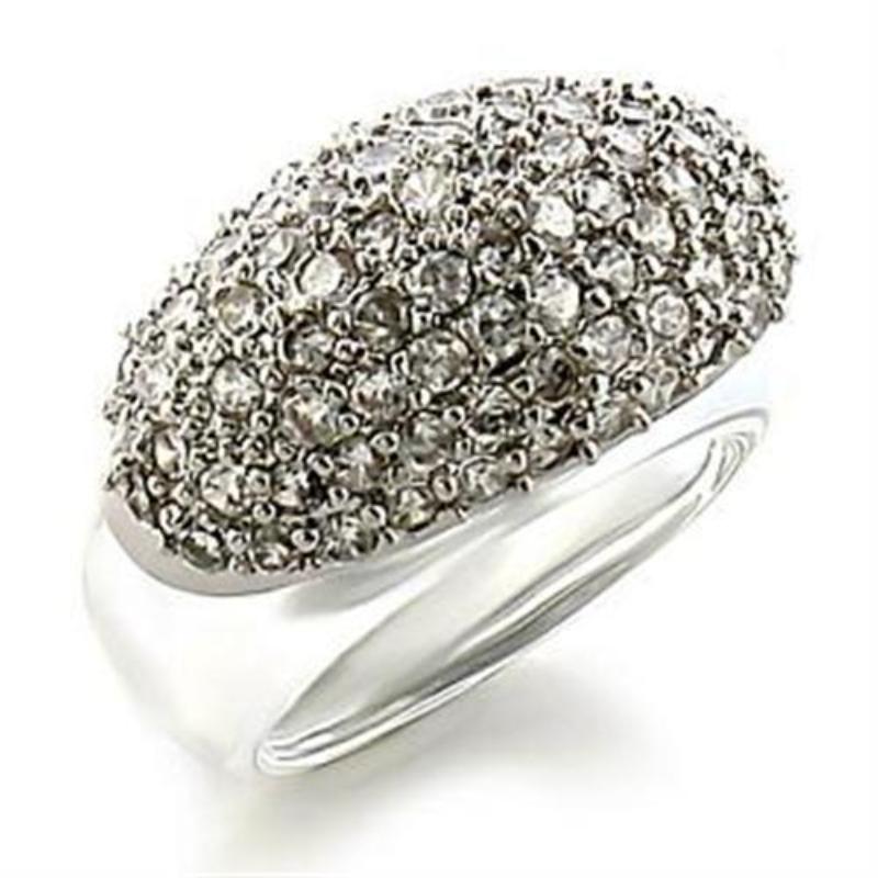 Rhodium Brass Ring with AAA Grade CZ in Clear