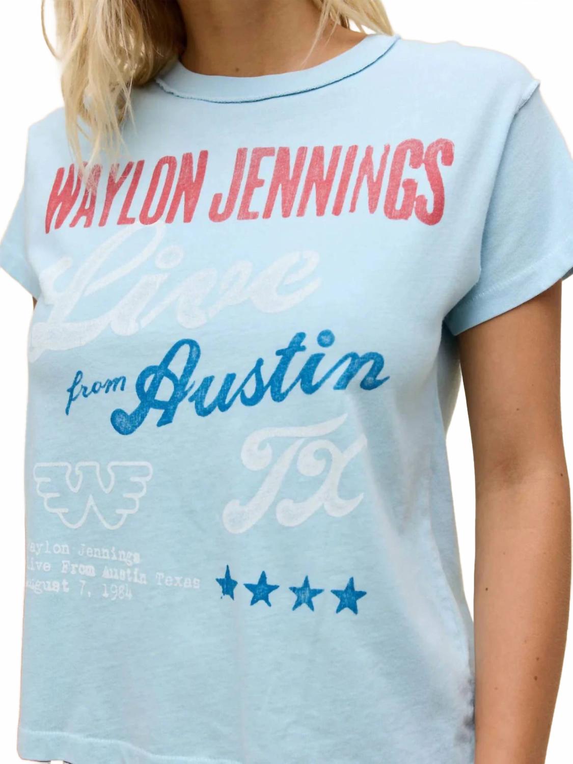 Waylon Jennings Live From Austin Reverse Tee In Blue