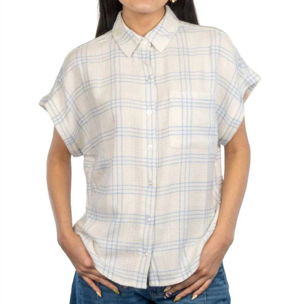 Leetonia Dolman Woven Shirt In Blue/white