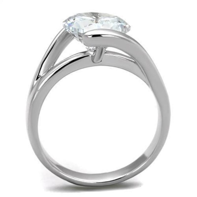Rhodium Brass Ring with AAA Grade CZ in Clear