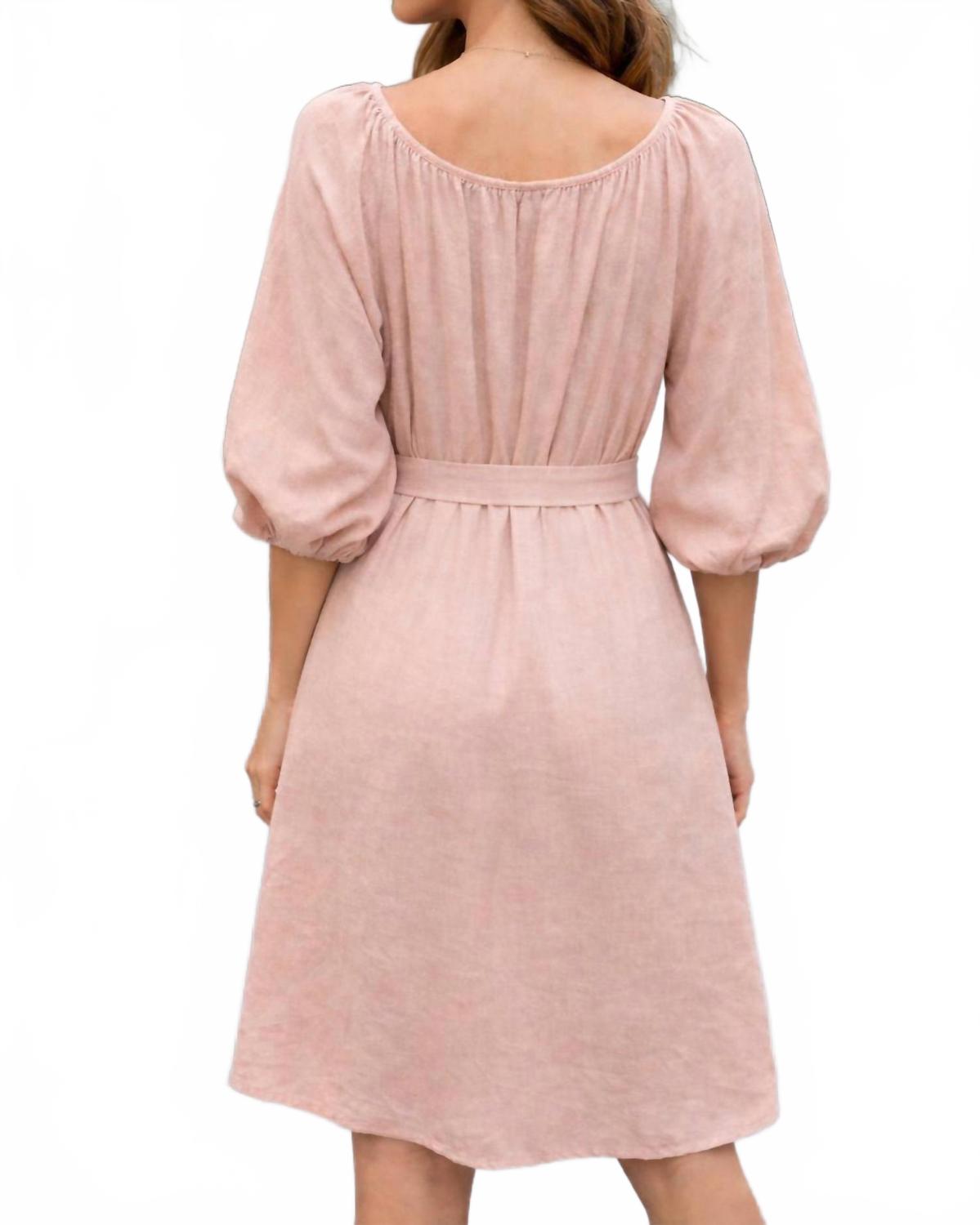 Blouson Sleeve Dress In Rose