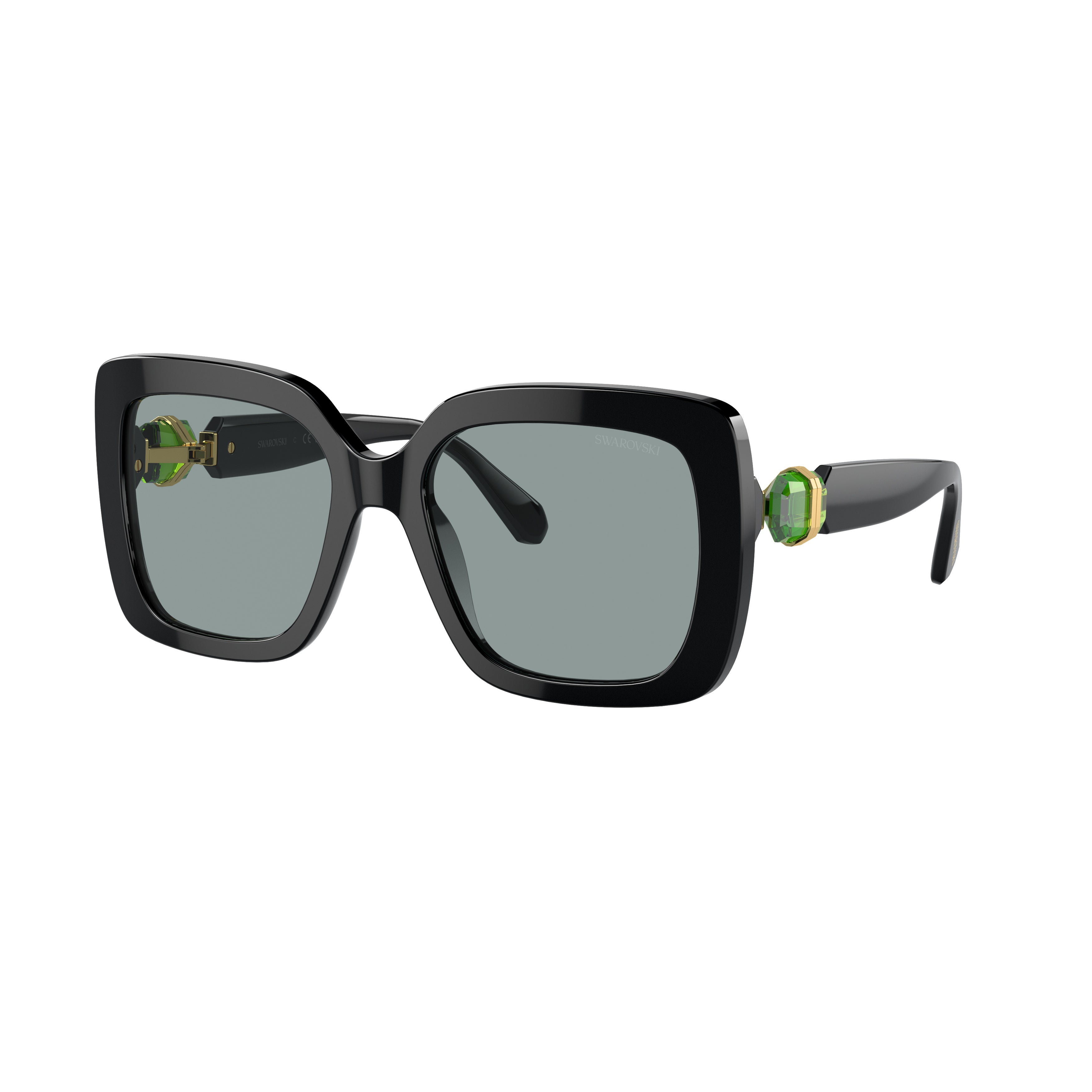 0Sk6001 Oversized Square Sunglasses with Crystal-Embellished Temples
