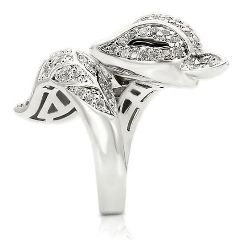 Rhodium Brass Ring with AAA Grade CZ in Clear