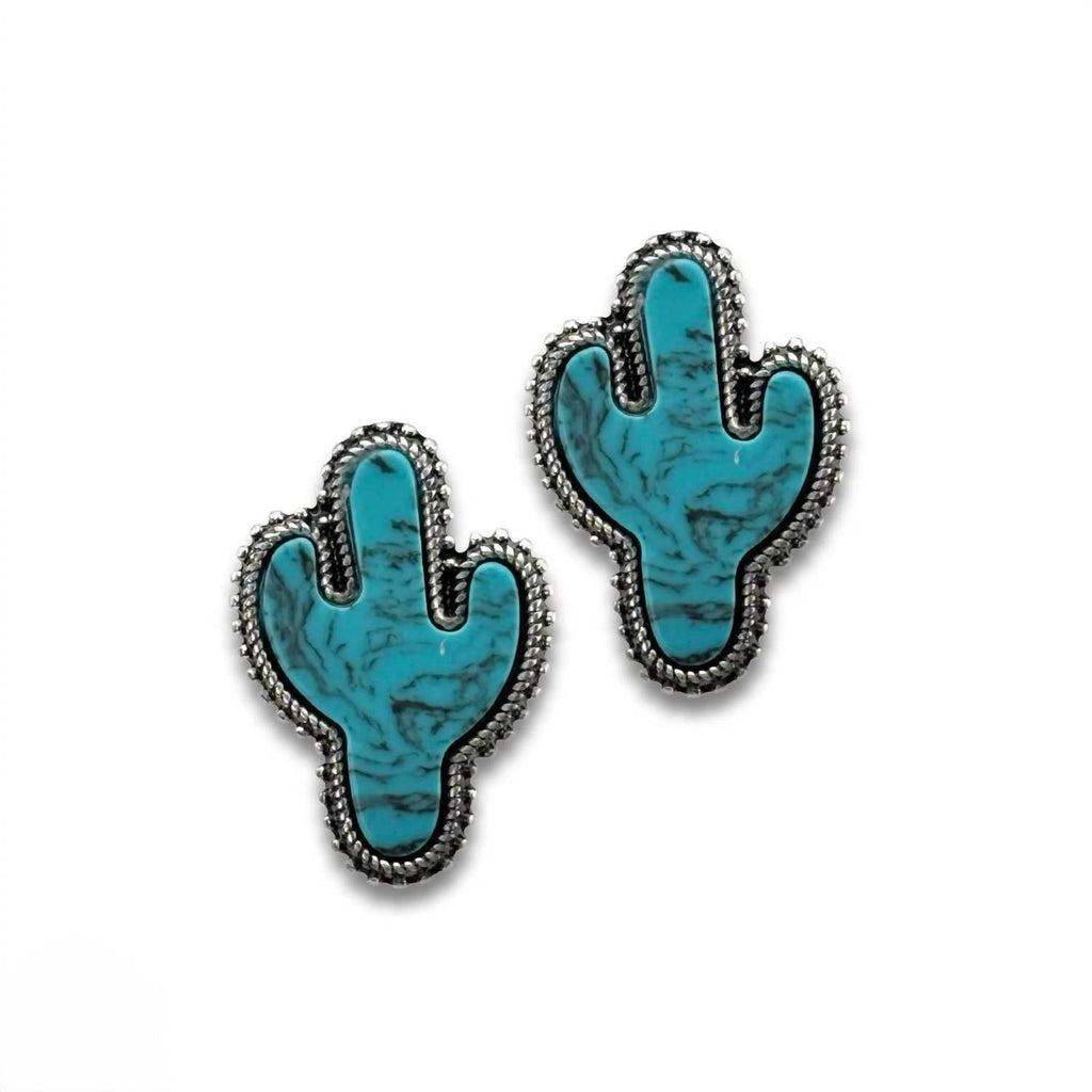 Women's Cactus Three Pairs Earring Set In Turquoise Silver