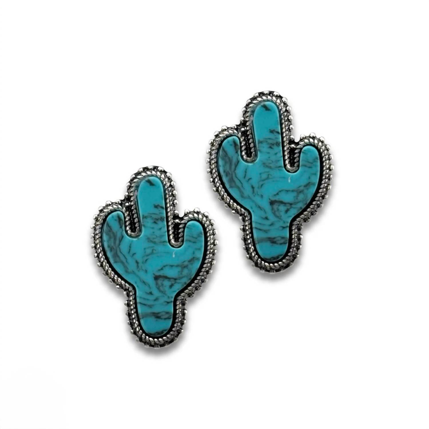 Women's Cactus Three Pairs Earring Set In Turquoise Silver