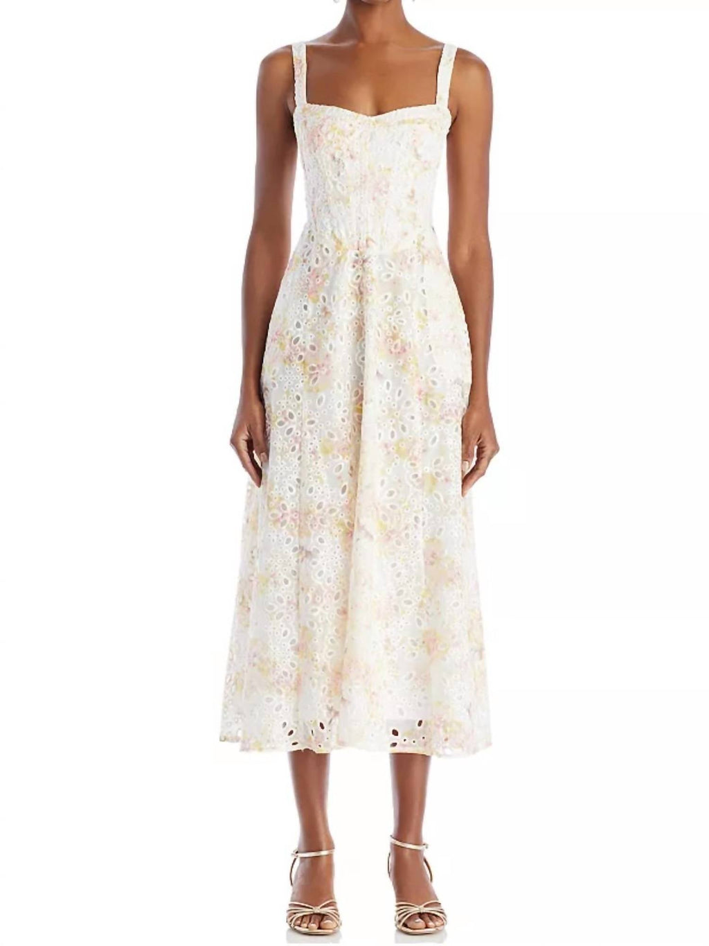 Lilah Corset Midi Dress In Sunny Floral