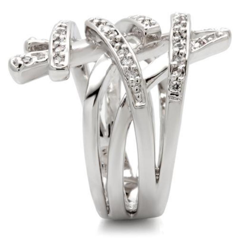 Rhodium Brass Ring with AAA Grade CZ in Clear