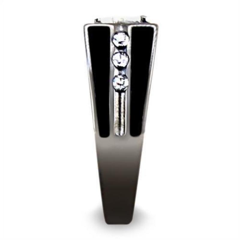 Two-Tone IP Black Stainless Steel Ring with AAA Grade CZ in Clear