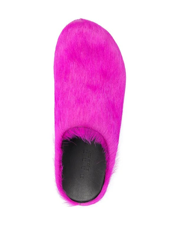 Marni Fussbet Sabot Calf-Hair Slippers Mules