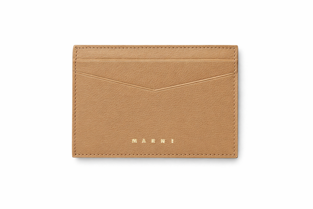 Marni Prisma Tumbled Leather Folded Wallet - Cement Gray